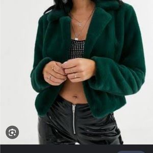 Blank NYC NWT Green Faux Fur Jacket